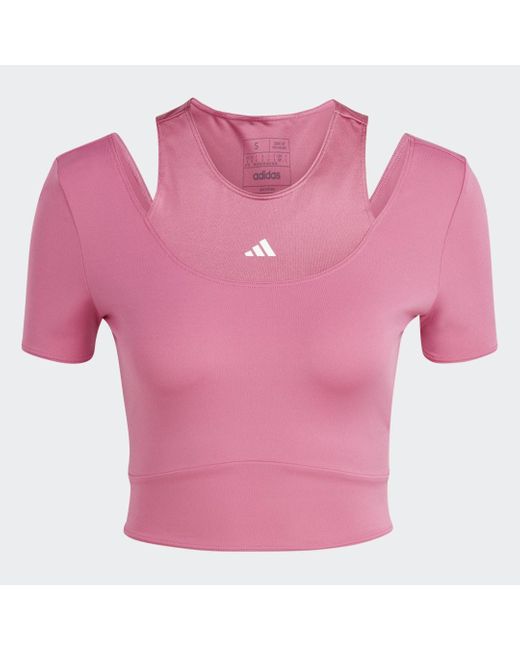 T-shirt da allenamento HIIT AEROREADY Crop di Adidas in Pink