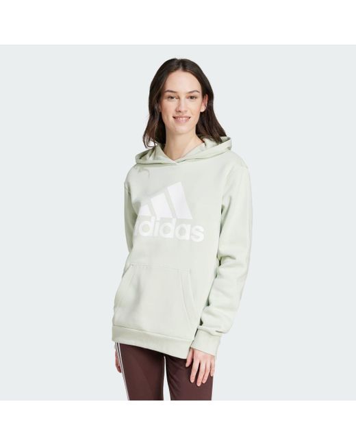 Adidas White Essentials Logo Boyfriend Fleece Hoodie