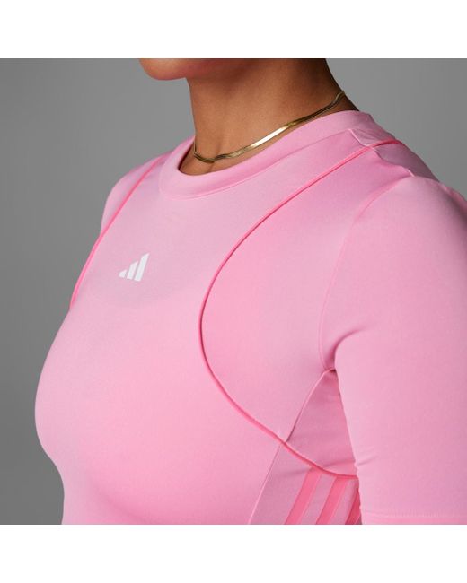 Adidas Pink Hyperglam Colour Training Crop T-shirt