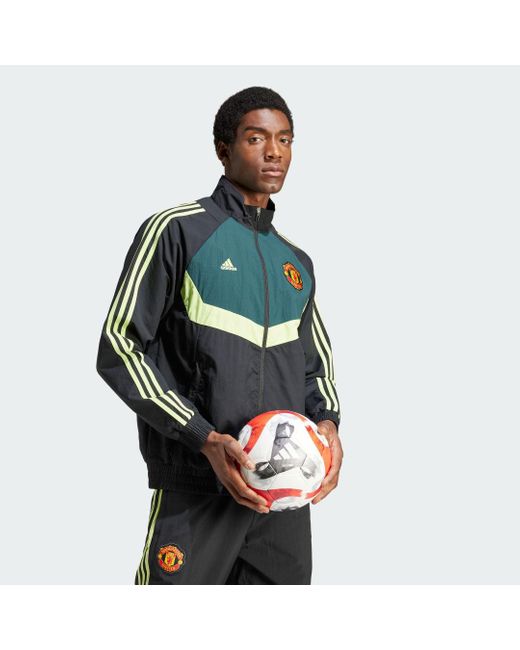 Adidas Green Manchester United Woven Track Top for men