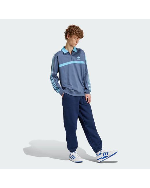 Collared Sweatshirt di Adidas in Blue da Uomo