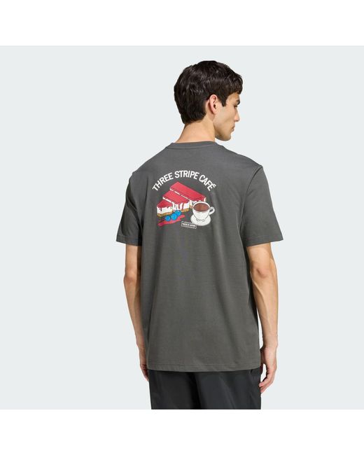 Adidas Gray Coffee Cafe Cheesecake Graphic T-Shirt for men