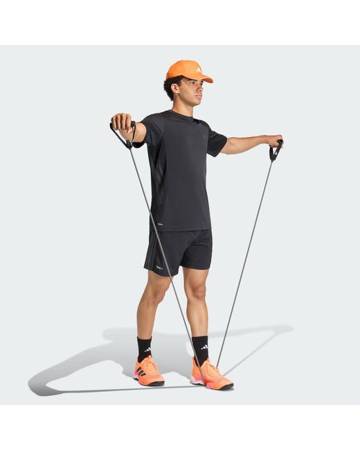 Adidas Blue Tech Essentials Workout 3-Stripes Shorts for men