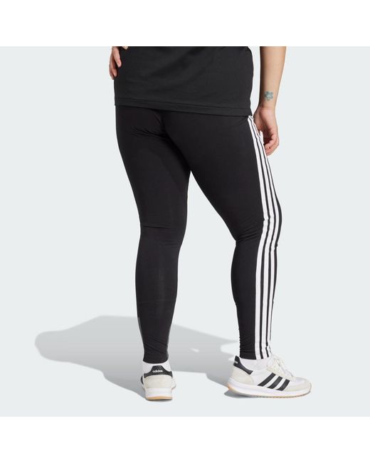 Adidas Black Essentials 3-Stripes Cotton Leggings (Plus Size)