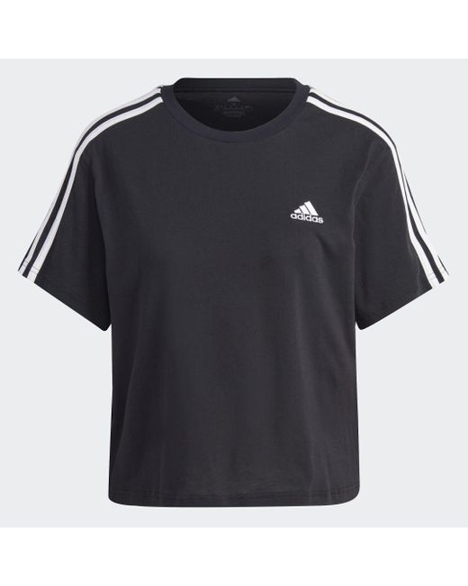 Adidas Black Essentials 3-stripes Single Jersey Crop Top