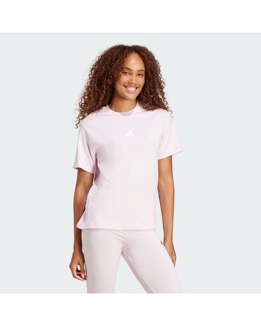 Adidas White Essentials 3-Stripes Cotton Tee