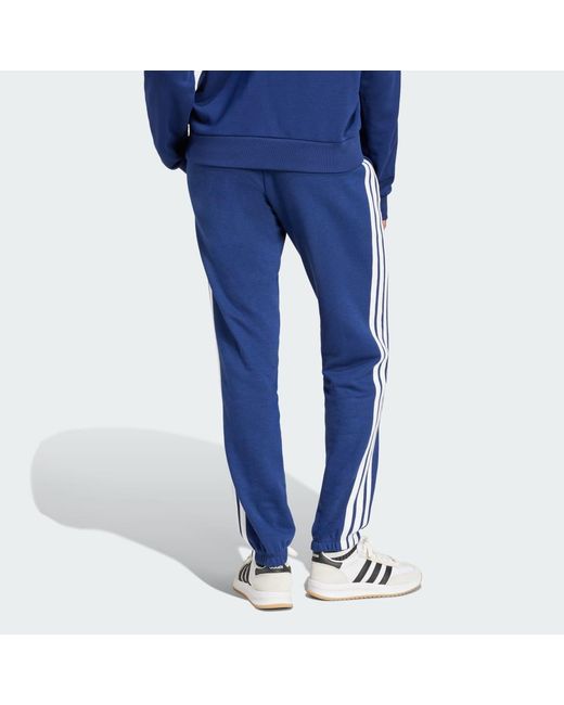 Adidas Blue S 3-stripes French Terry Cuffed Sportswear Pants