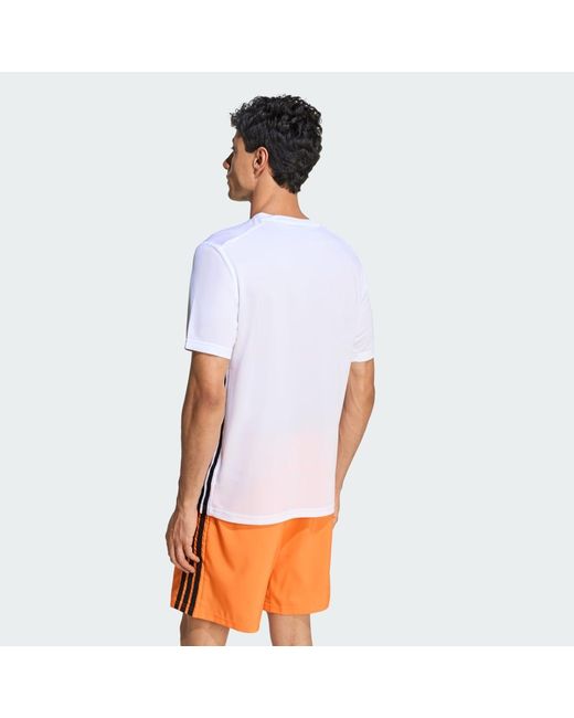 Adidas White Workout Essentials Base 3-Stripes T-Shirt for men