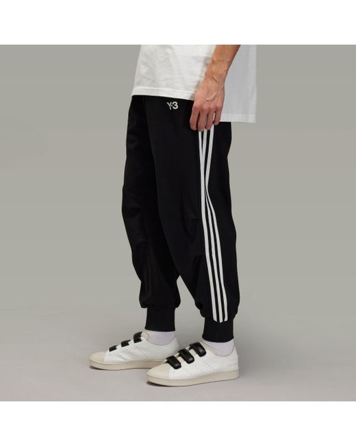 Adidas Black Y-3 3-Stripes Cuffed Track Tracksuit Bottoms for men