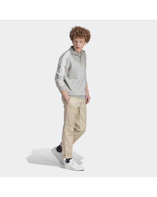 Adidas Gray Adicolor Classics 3-stripes Half-zip Sweatshirt for men