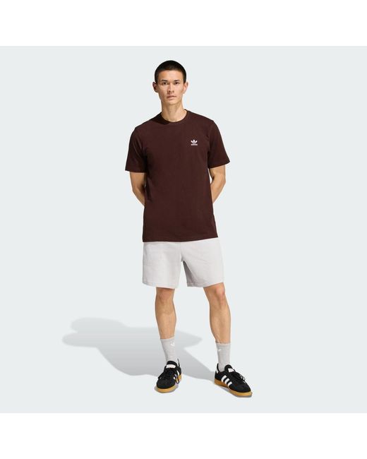 Adidas Brown Trefoil Essentials Tee for men