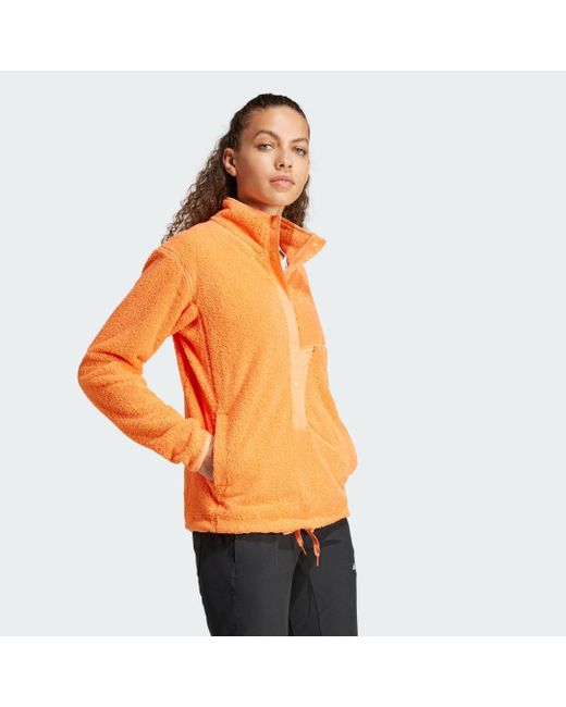 Adidas Orange Terrex Xploric High-pile-fleece Pullover