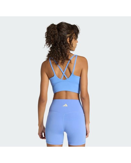 Adidas Blue 3 Stripes Studio All Me Light Support Bra