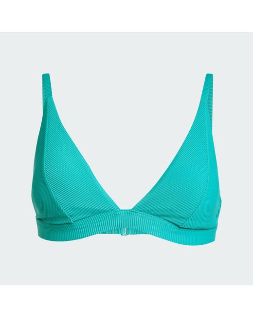 Adidas Blue Iconisea Ribbed Padded Triangle Bikini Top
