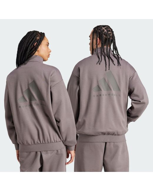 Adidas Brown Basketball Half-Zip Sweatshirt