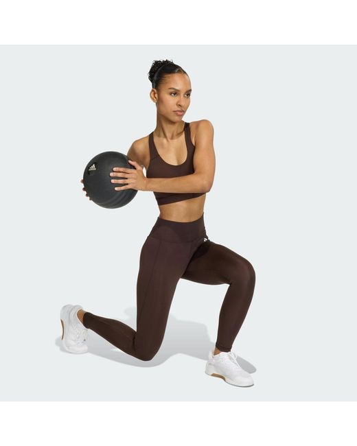 Adidas Brown Optime Essentials Workout High Support Bra