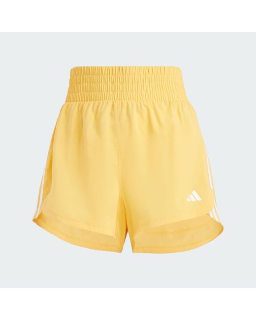 Adidas Orange Pacer Training 3-stripes Woven High-rise Shorts