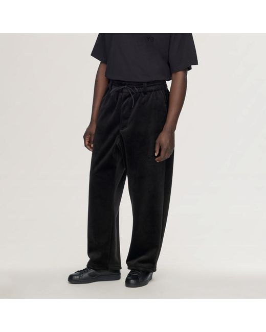 Adidas Black Y-3 Velvet Corduroy Track Pants for men