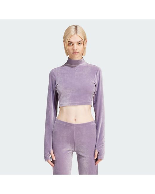 Top Velvet Crop di Adidas in Purple