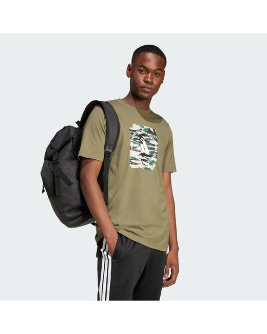 Adidas Green Camo Shape Graphic T-Shirt for men