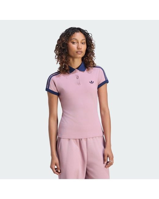 Adidas Pink 3-Stripes Polo