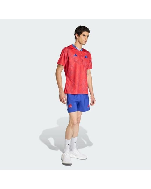 Adidas Red France Rugby Prematch Jersey for men