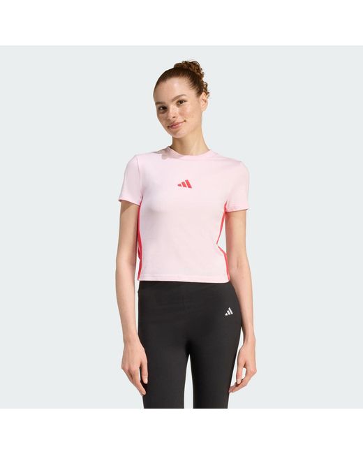 Adidas Red Essentials 3-Stripes Slim Baby T-Shirt
