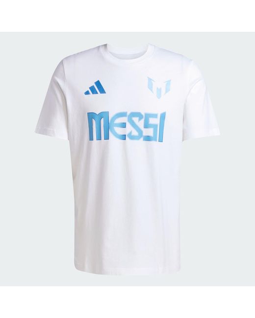 Adidas White Messi Name And Number Graphic Tee for men
