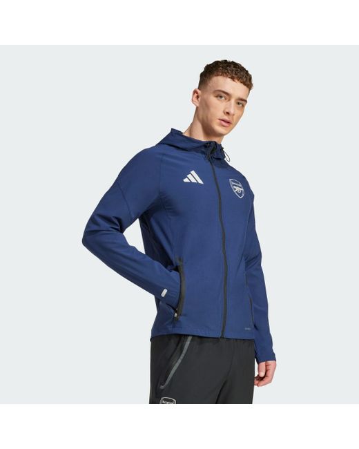 Adidas Blue Arsenal Tiro 25 Competition Vis Tech Travel Jacket for men