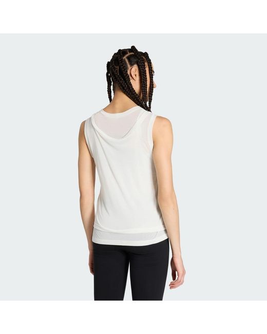 Adidas White Soft Lux Sheer Tank Top