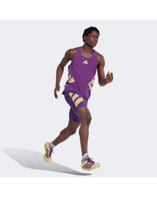 Adidas Purple Adizero Road To Records Tank Top for men