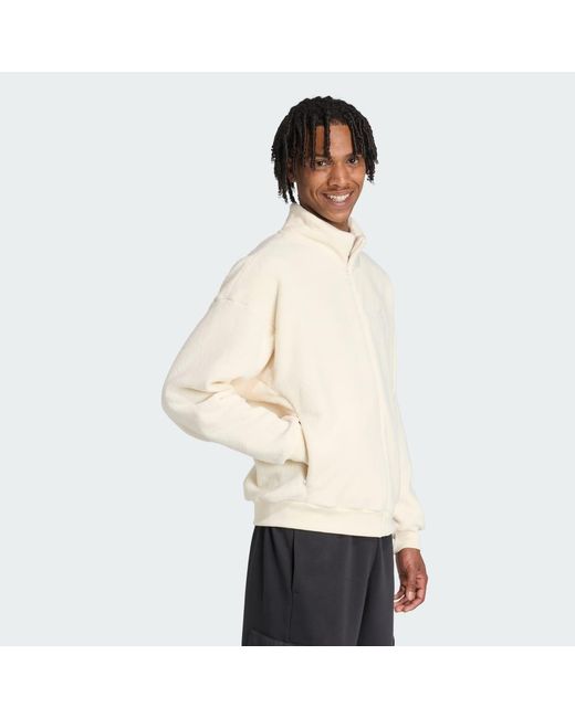 Adidas Natural Future Icons Small Logo Low Pile Fleece Track Top for men