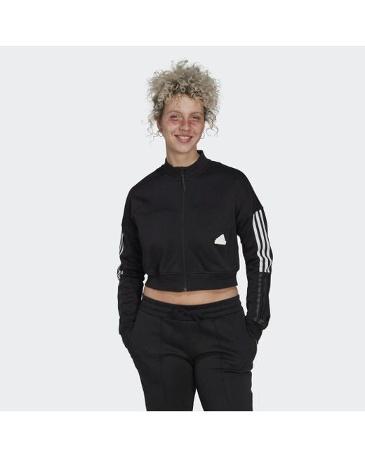 Adidas Cropped Sportjack in het Black
