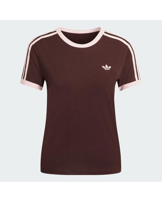 Adidas Red Lifestyle 3 Stripes Slim Tee Kc9017