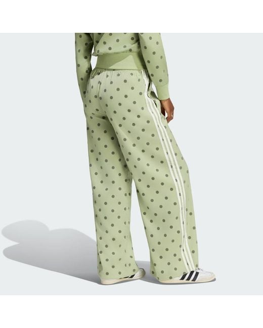 Adidas Green Satin Polka Dots Wide Leg Pant