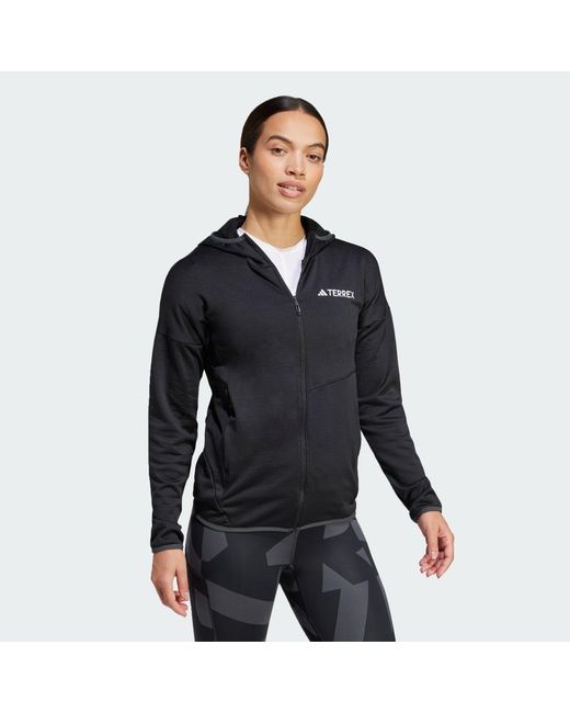 Adidas Black Terrex Xperior Climawarm Light Fleece Hooded Jacket