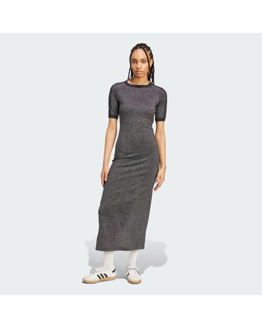Adidas Originals Gray Adicolor Holiday Glitter 3-Stripes Dress