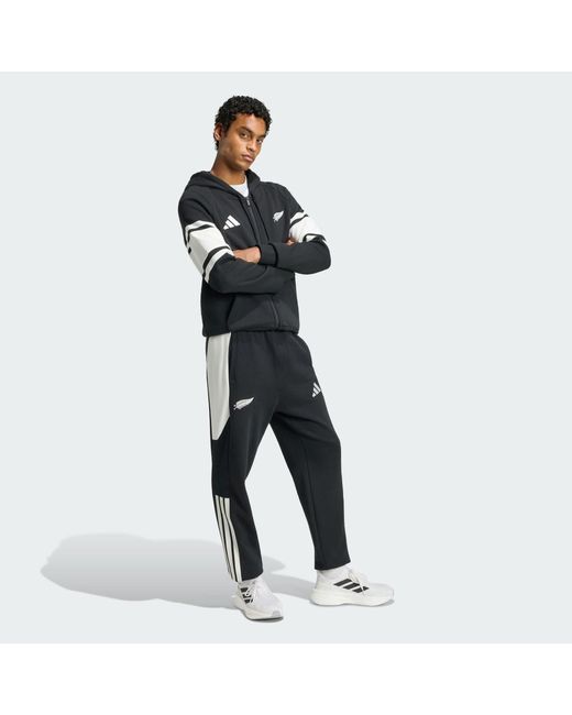 Adidas Black New Zealand Rugby Leisurewear Tracksuit Bottoms for men