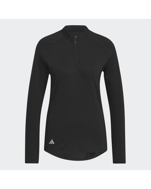 Adidas Black Quarter-zip Long Sleeve Golf Polo Shirt