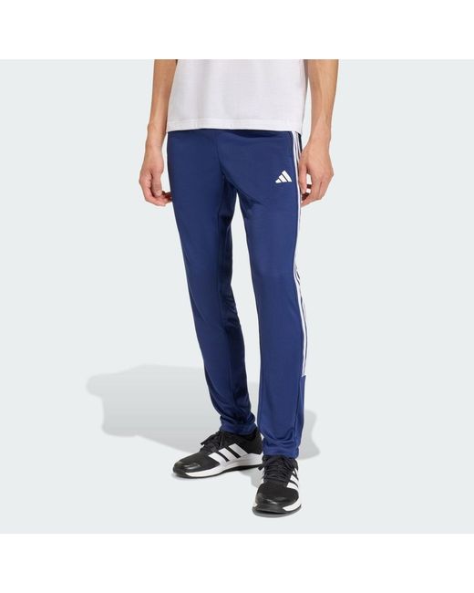 Adidas Blue Workout Essentials All-Set 3-Stripes Knit Pant for men