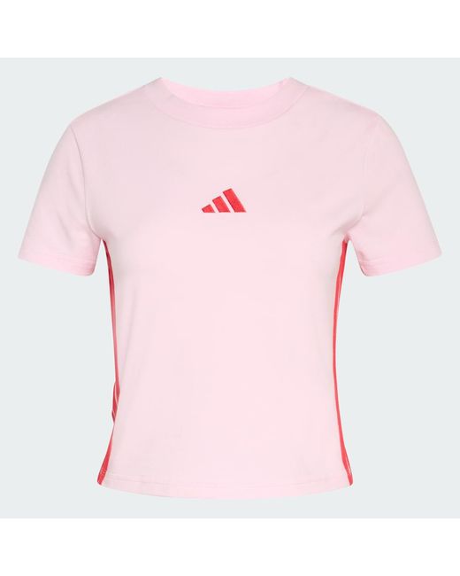 Adidas Red Essentials 3-Stripes Slim Baby T-Shirt