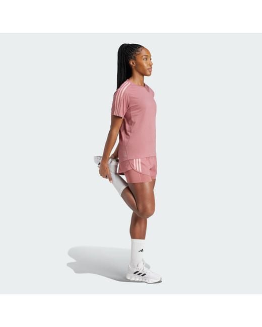 Camiseta Own The Run 3 Bandas Adidas Originals de color Pink