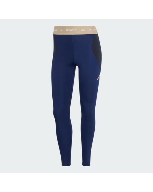 Adidas Blue Techfit Workout Color Block 7/8 Leggings