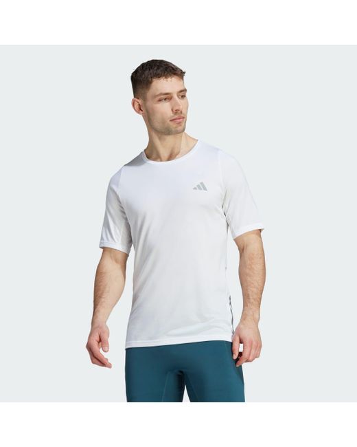 Adidas White Run Icons 3 Stripes T-Shirt for men