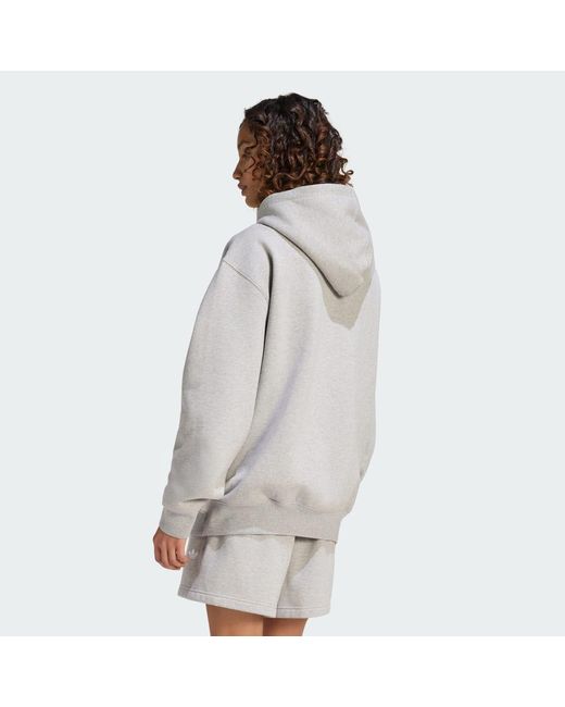Adidas Gray Essentials Oversized Fleece Hoodie