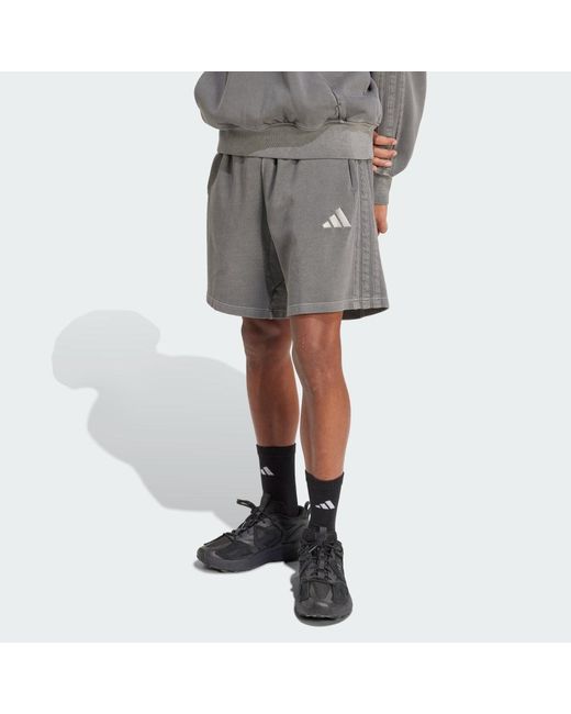 Adidas Gray All Szn French Terry Washed 8 Inch Shorts for men