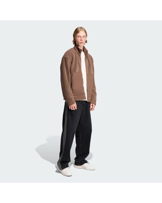 Adidas Brown Premium Essentials Polar Fleece Full-Zip Jacket for men