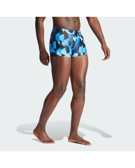 Adidas Blue Allover Print Swim Boxers for men