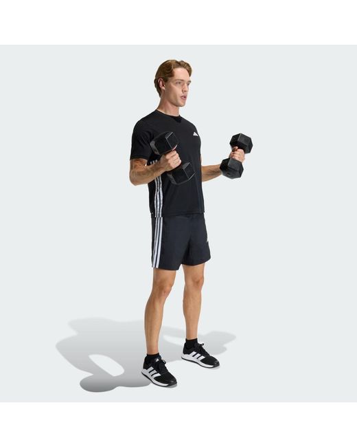 Adidas Blue Workout Essentials Base 3 Stripes Woven Short for men