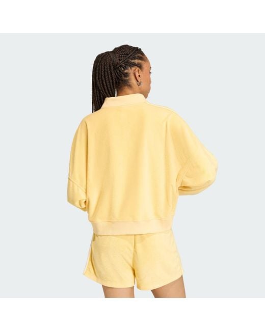 Adidas Yellow Terry Towel V Neck Long Sleeves Polo Shirt